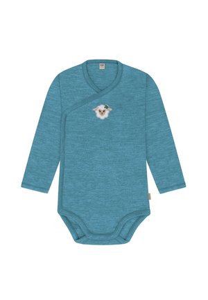 Bio Merino Wickel Langarm Strampler aus 100 % Merinowolle - Body - blau