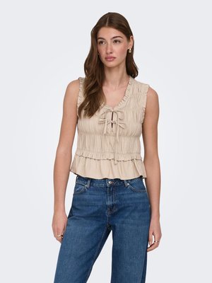 ONLY ONLGOA SS FRILL  - Topper - oxford tan