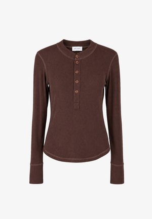 OH APRIL, MARIS SLIM FIT LONGSLEEVE - Μπλούζα με μακριά μανίκια - dark brown