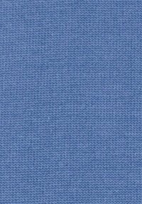 Tissu en coton de couleur bleu clair uni avec un fin motif de tricot texturé. La surface semble lisse et uniformément tissée.