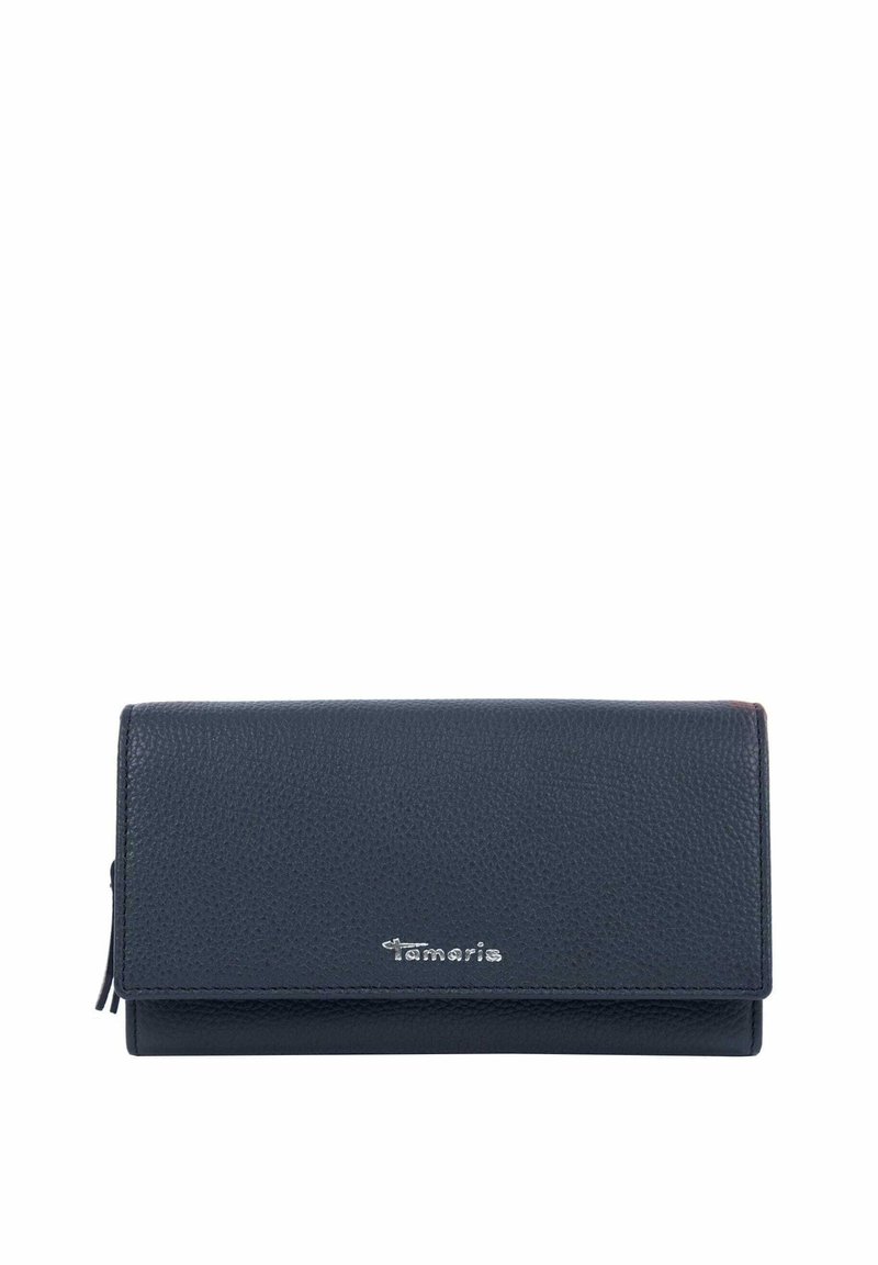 Jūras spēku ādas maks ar teksturētu virsmu, ar rāvējslēdzēju kabatu un metāla logotipa akcentu. Tam ir kompakta, taisnstūra forma.