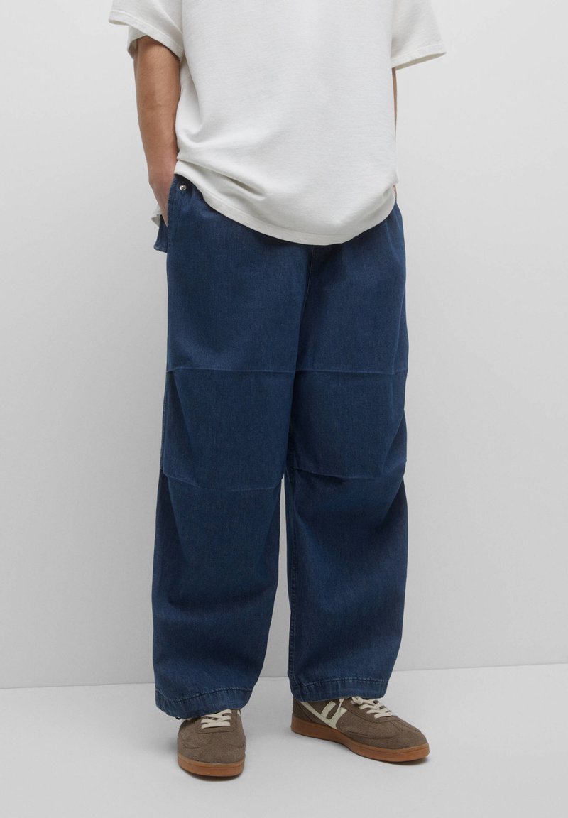 PULL&BEAR PARACHUTE Jeans Straight Leg dark blue/darkblue denim