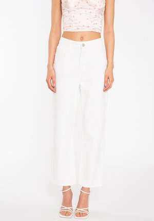 Straight Leg Jeans with Lace-up Back - Jeans Straight Leg - off white