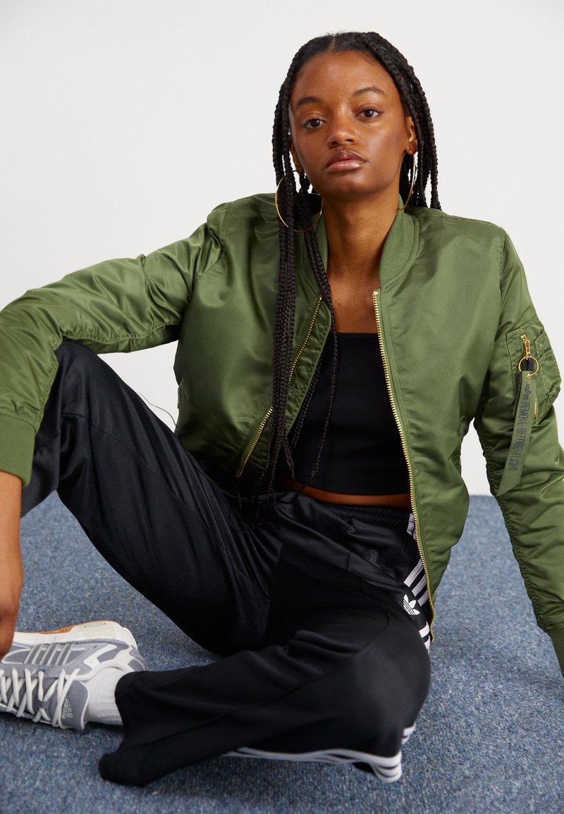 Industries Jacke Bomberjacke Lang Damen GrÃ¼n Alpha Industries