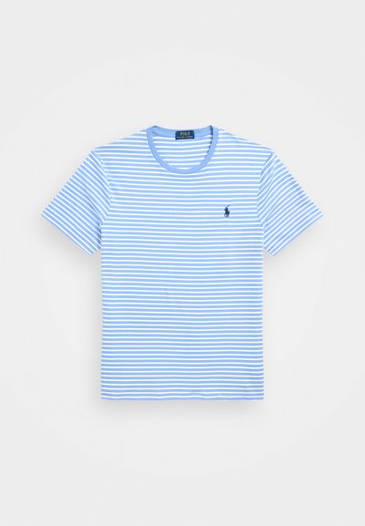 Polo Ralph Lauren CUSTOM SLIM STRIPED SOFT COTTON T-SHIRT - Marškinėliai su spaudiniu - sky blue/white