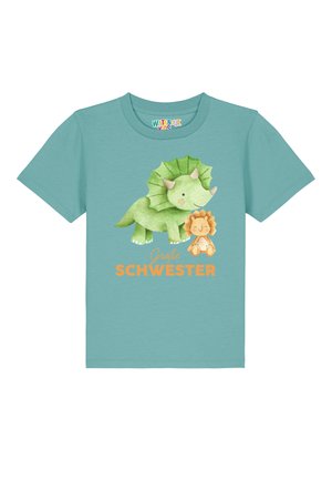 DINOSAURIER 07 GROSSE SCHWESTER - T-shirt print - teal monstera