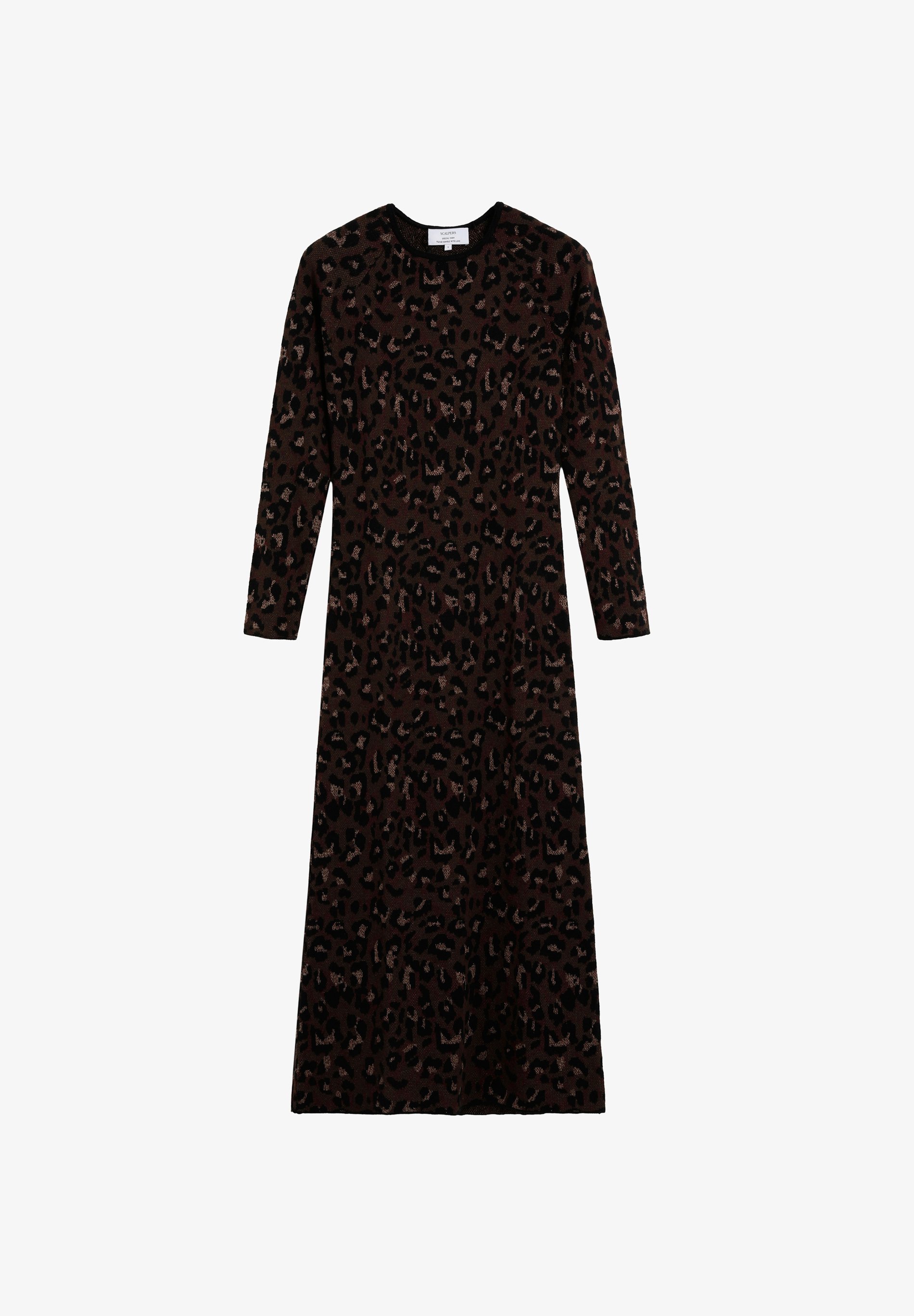 Scalpers JACK Vestido de punto animal print/marrón oscuro