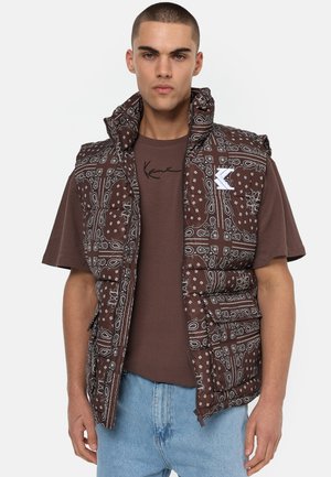 PAISELY PUFFER VEST - Väst - brown/white/black