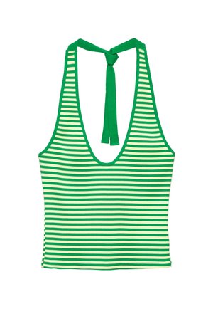 PULL&BEAR, STRIPED HALTER - TOP - Débardeur - green