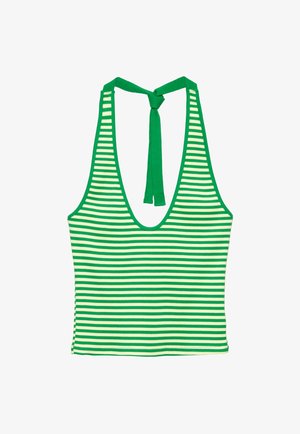 PULL&BEAR, STRIPED HALTER - TOP - Débardeur - green