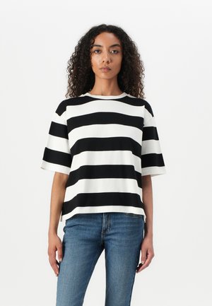 STRIPED BOXY - T-Shirt print - black/white