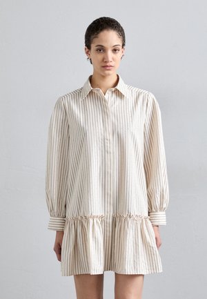 sandro DRESS WITH STRIPE - Paitamekko - kaki/rose