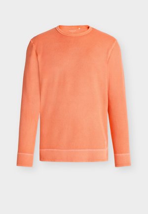 TOM TAILOR, STRUCTURED GARMENT DYE LONGSLEEVE - Striktrøje - wild coral
