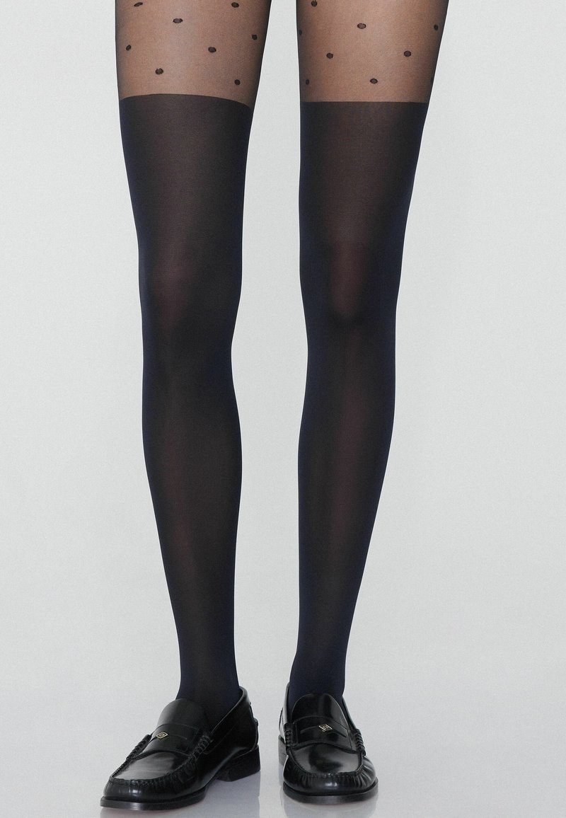 Tezenis OVERKNEES-EFFECT - Collants - schwarz black polka dots