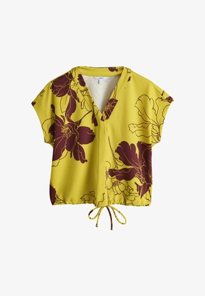 Next, PETITE FIT - V-NECK SHORT SLEEVED TIE WAIST - Blúzka - green floral print