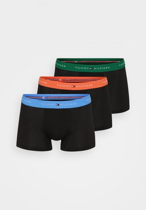 Crne pamučne bokserice s kontrastnim elastičnim pojasovima u zelenoj, narančastoj i plavoj boji, od kojih svaki sadrži "TOMMY HILFIGER" brending.