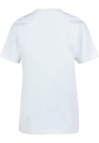 White short-sleeve t-shirt, crew neck design, made of soft cotton, smooth texture, no visible patterns or graphics on the back.