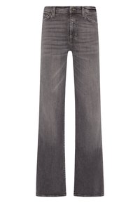 Hallide denim teksad laia sääre disainiga. Omab nööbi ja luku sulgemist, viit Taskut ning peent pleekimist tekstuuri jaoks.