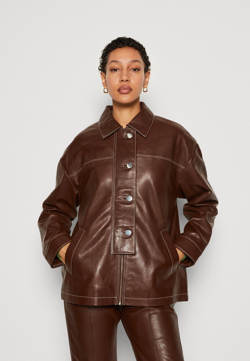 HOSBJERG LAYLA JACKET Leather jacket bitter chocolate/brown
