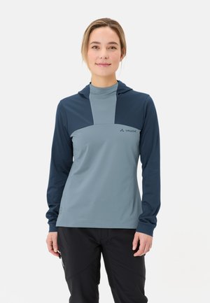 Hoodie mit langen Ärmeln in blau und grau mit Farbblockierung, ausgestattet mit einer weichen Textur, atmungsaktivem Material und dezenten Markenlogo-Details.