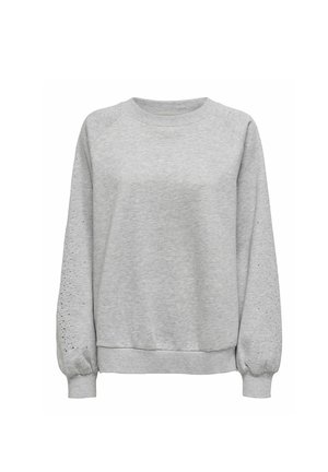 Lichtgrijze sweatshirt van zacht katoen, met een ronde halslijn, raglanmouwen en gestructureerde accenten op de mouwen.