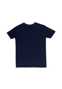 T-shirt in cotone blu navy con collo rotondo e maniche corte. Progettato con una texture liscia e un retro semplice. Senza loghi o motivi visibili.