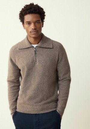 REGULAR FIT COSY QUARTER ZIP NECK - Strickpullover - neutral