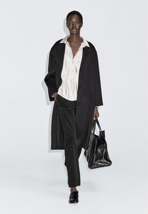 Massimo Dutti MID RISE STRAIGHT FIT - Trousers - black