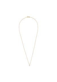 Złota naszyjnik pozłacany z cienkim łańcuszkiem i małym diamentowym wisiorkiem na środku. Gładka tekstura o minimalistycznym wzornictwie.