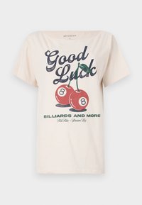 Oversized Off-the-Shoulder Chicago Graphic Tee - Nyomott mintás póló - whitecap grey