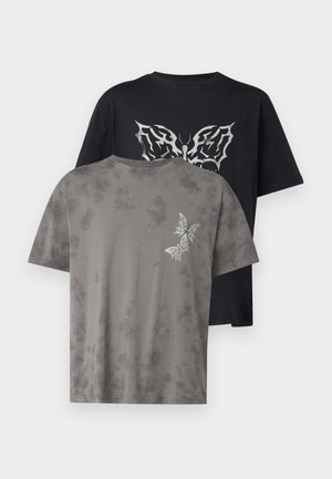 ONSFRED RELAXED FIT 2 PACK - T-shirt imprimé - grey pinstripe/washed grey/washed black