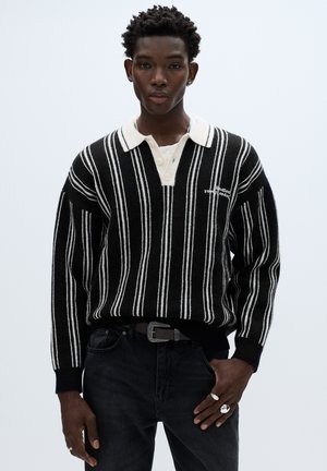 STRIPED POLO SHIRT - Svetr - dark grey