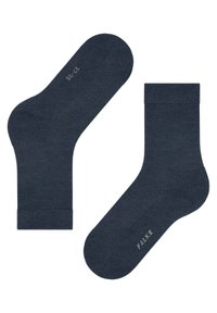 Calze in cotone blu scuro con polsini a coste. Presentano un design senza cuciture nella parte delle dita e il nome del marchio stampato sulla suola. Forma classica e durevole.