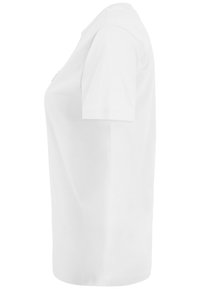 Witte katoenen t-shirt met een ronde hals, korte mouwen en een rechte snit. Gladde textuur zonder zichtbare patronen of accenten.