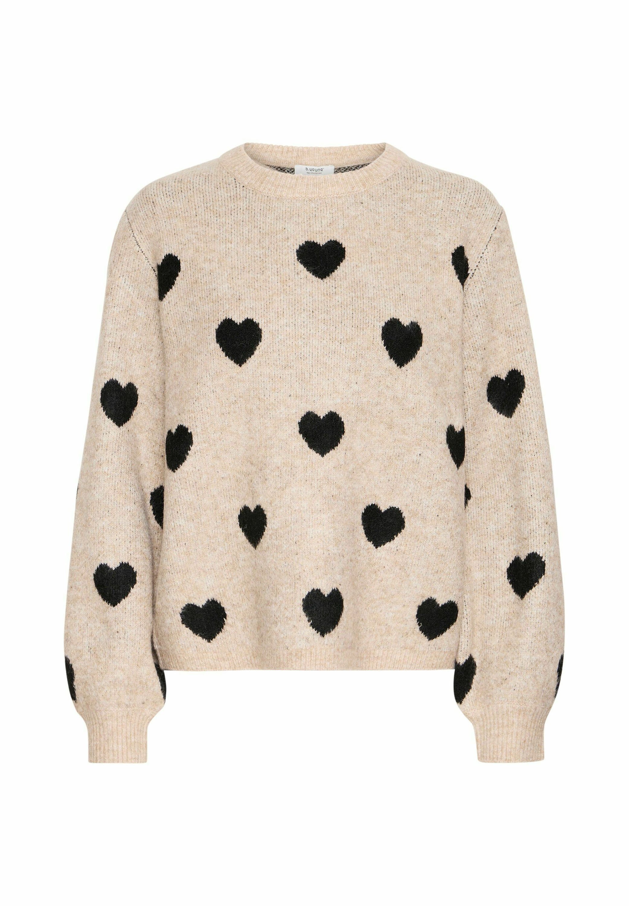 NKNIT ♡ heart pattern KNIT BLACK/L.BEIGE NKNIT ♡ heart pattern