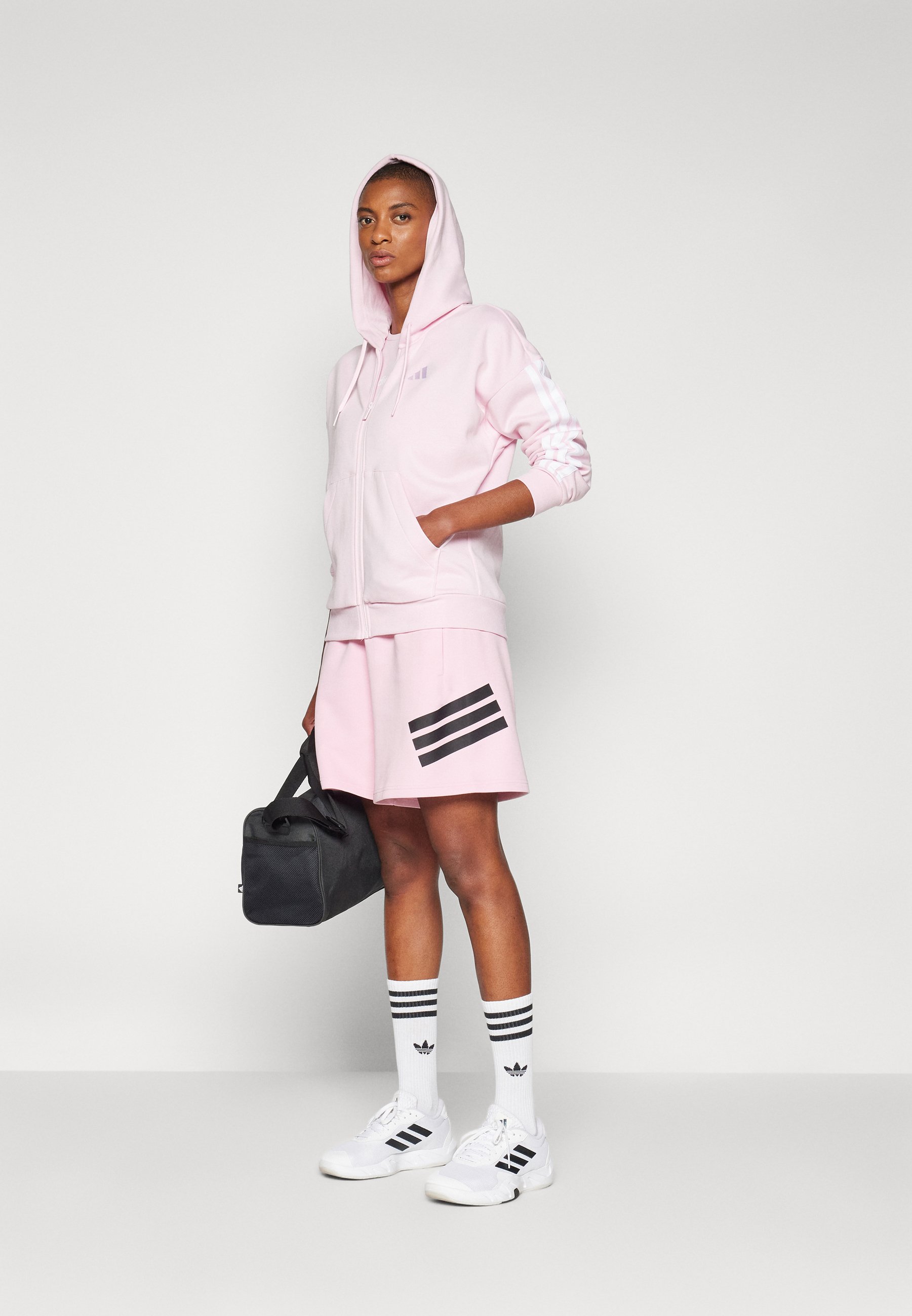 ラバンダ　LAVANDA ハーフジップスウェット ピンク adidas Sportswear Zip-up sweatshirt - clear pink/white/pink