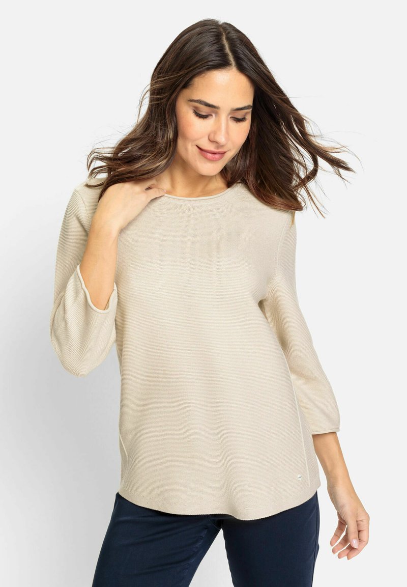 Olsen MIT RUNDHALSAUSSSCHNITT - Strickpullover - beige