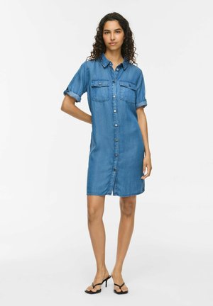 VILA SHORT DRESS VIMAI SHORT SLEEVED - Denimové šaty - medium blue denim