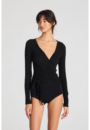 ANNE WRAP - Maglietta a manica lunga - black