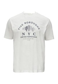 s.Oliver MIT FLAMMGARNSTRUKTUR - T-Shirt print - weiß