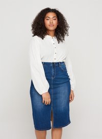 Zizzi - WITH SLITS - Pencil skirt - dark blue denim Thumbnail Image 1