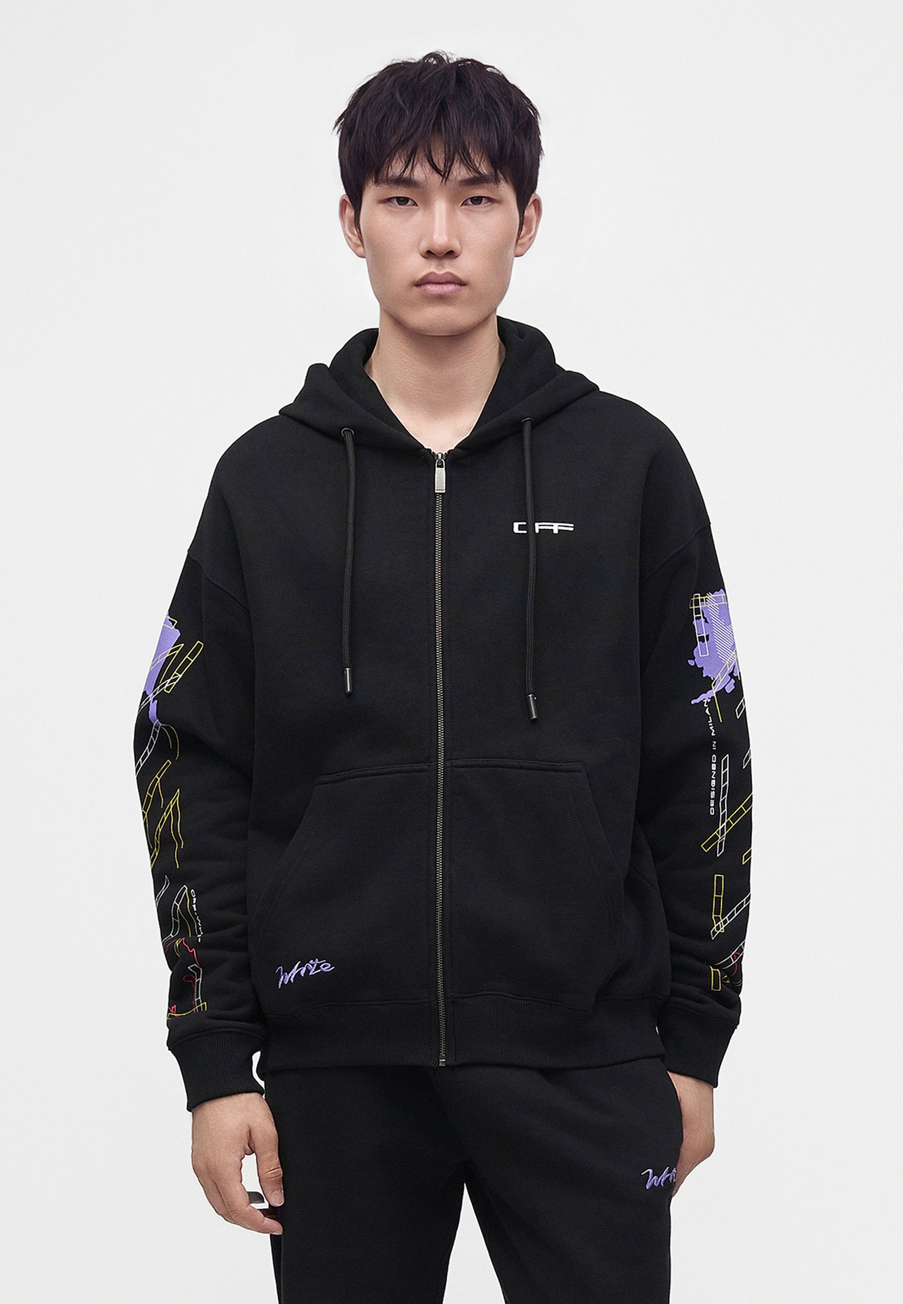 OFF-WHITE ARCHIGEOGRAPHY ARROW SKATE ZIP HOODIE - Hoodie - black