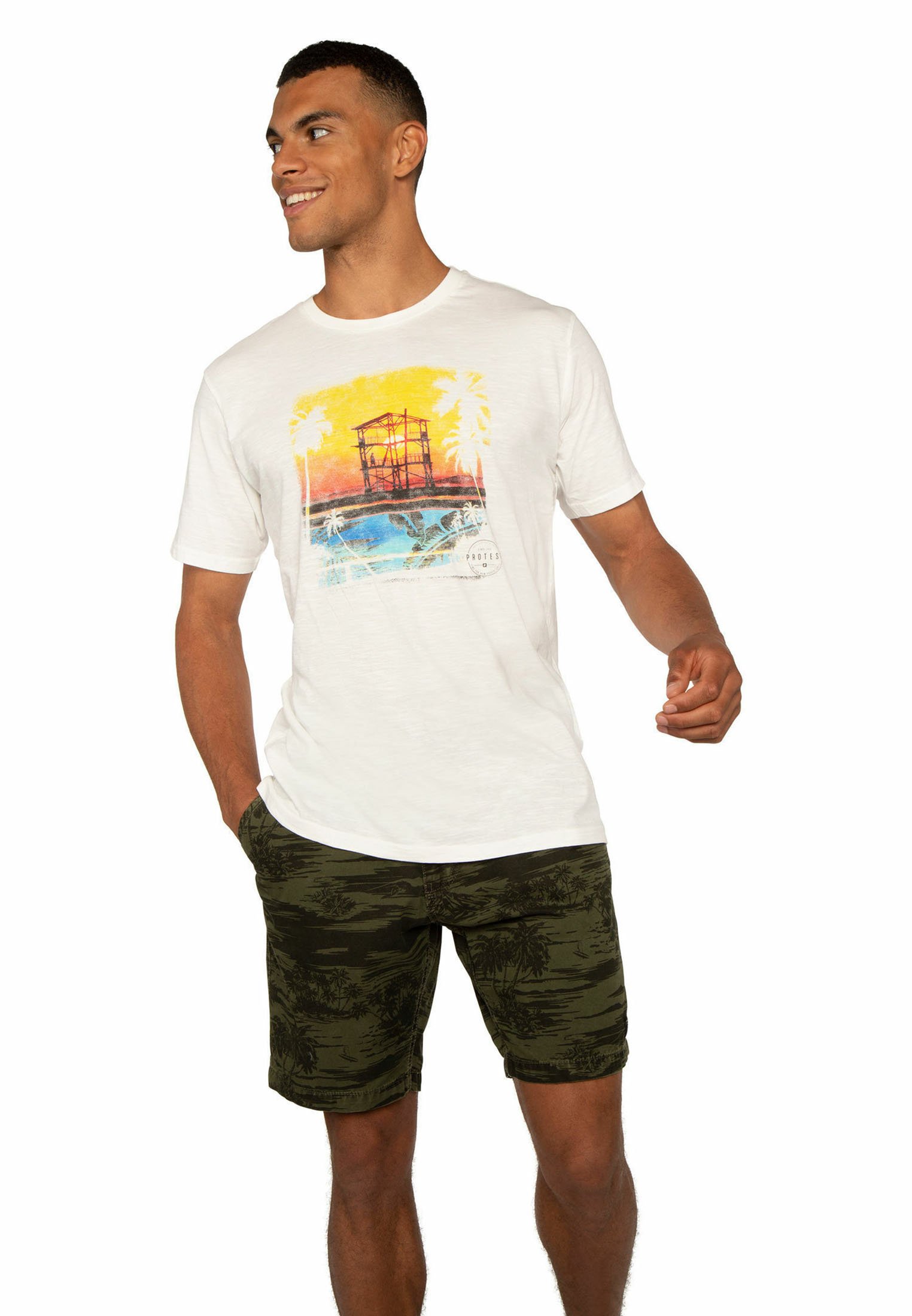 Protest STANTON T shirt print off whiteyellow Zalando.nl Protest STANTON T shirt print off whiteyellow Zalando.nl