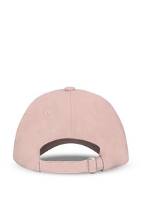 Rosa bomullsmössa med böjd skärm, justerbar rem och broderad "JOHNNY URBAN"-logotyp på baksidan. Mjuk textur utan mönster.