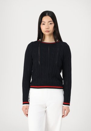 ONLKAYA LIFE O NECK - Jumper - navy/cloud dancer/high risk red