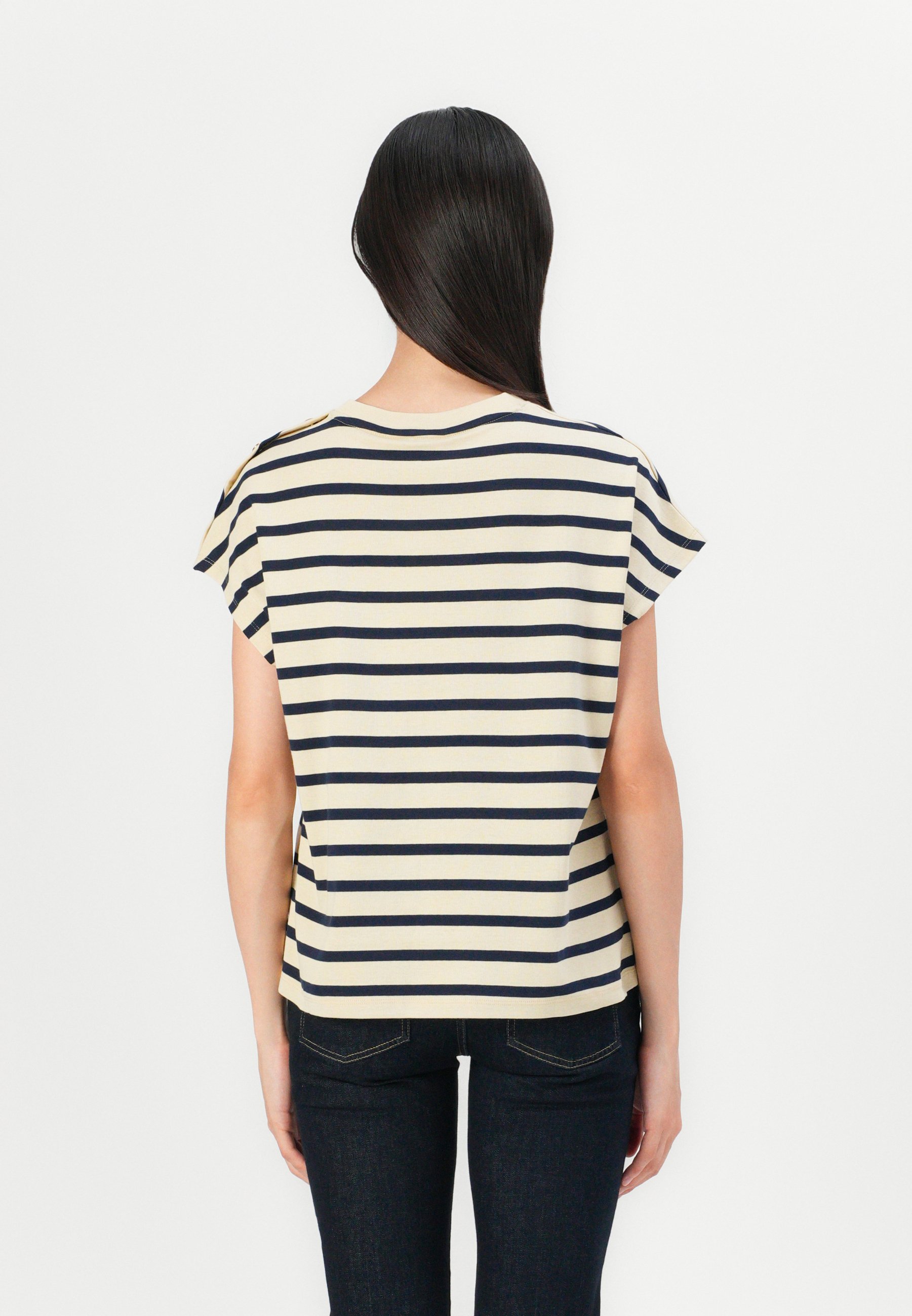 売れ筋商品|||トミー ヒルフィガー Tシャツ レディース トップス GOLD BUTTON TEE - Print T-shirt - dark night navy/ivory Tommy Hilfiger GOLD BUTTON TEE - T-Shirt print - country