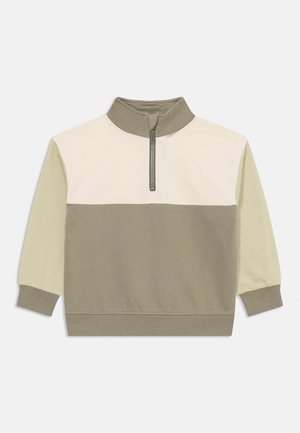 SWEATER HALF ZIP BLOCKING - Sweatshirt - light dusty khaki