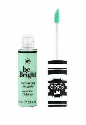 Grön cylinderformad tub märkt "be Bright" med svart text, innehåller en concealer. Inkluderar en vit applikator med en grön spets.