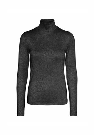 Melnā imitu uz augšu, izgatavota no teksturētas, spīdīgas auduma. Garas piedurknes ar pieguļošu siluetu un bez redzamām aizdares vai rakstiem.