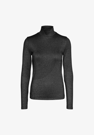 Melnā imitu uz augšu, izgatavota no teksturētas, spīdīgas auduma. Garas piedurknes ar pieguļošu siluetu un bez redzamām aizdares vai rakstiem.